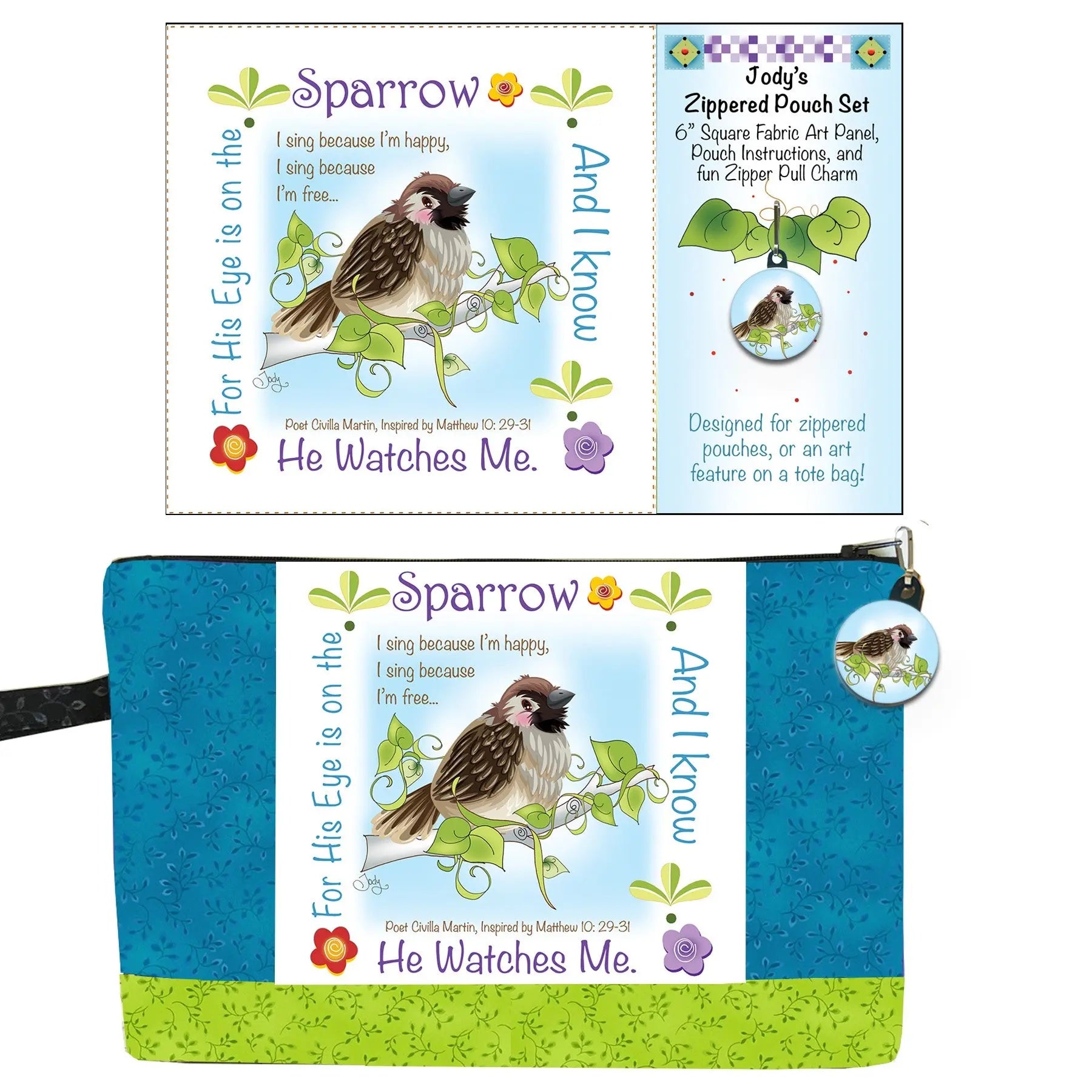 Zippered Pouch Set Sparrow - Linda's Electric Quilters