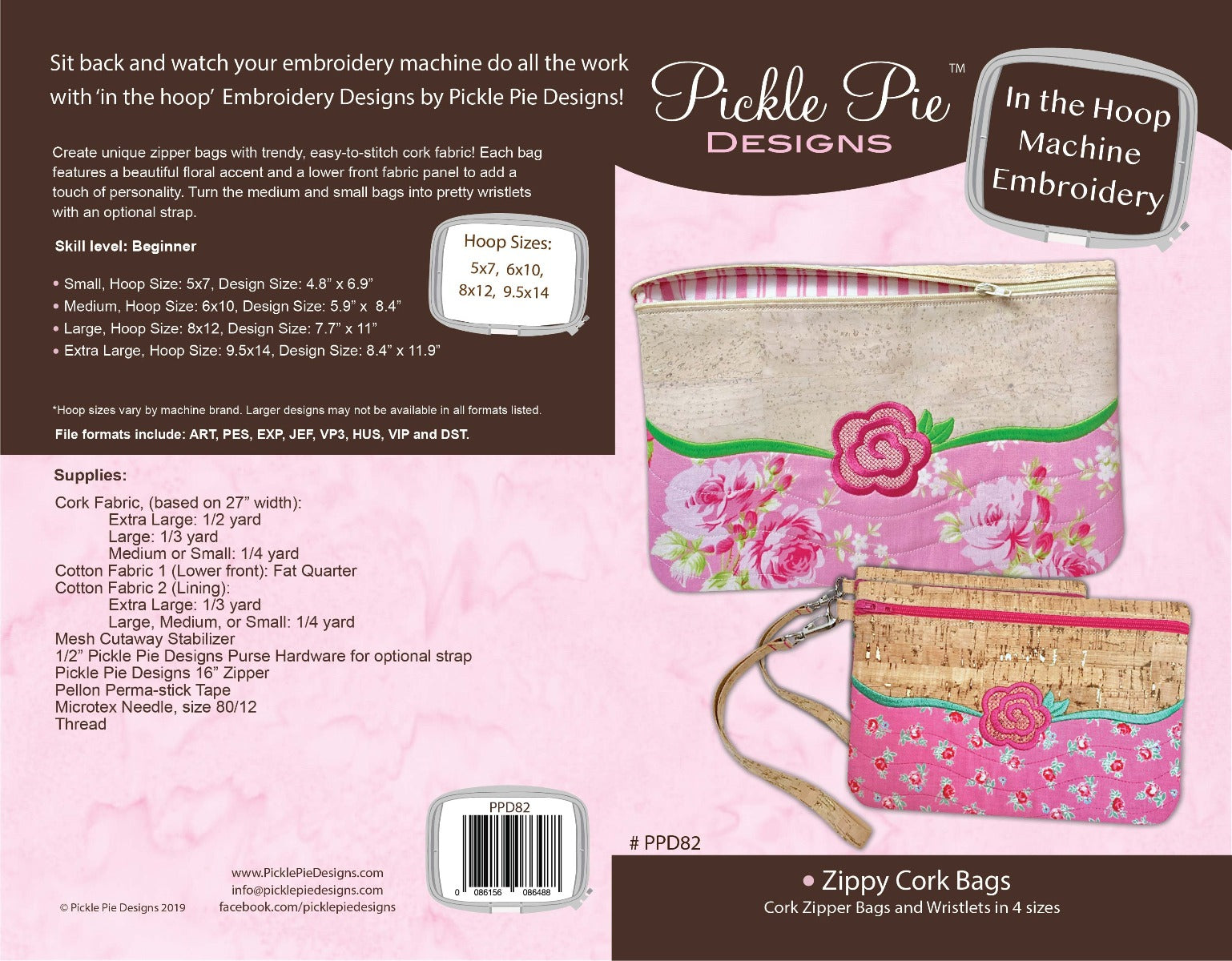 Zippy Cork Bags In the Hoop Embroidery Design Collection