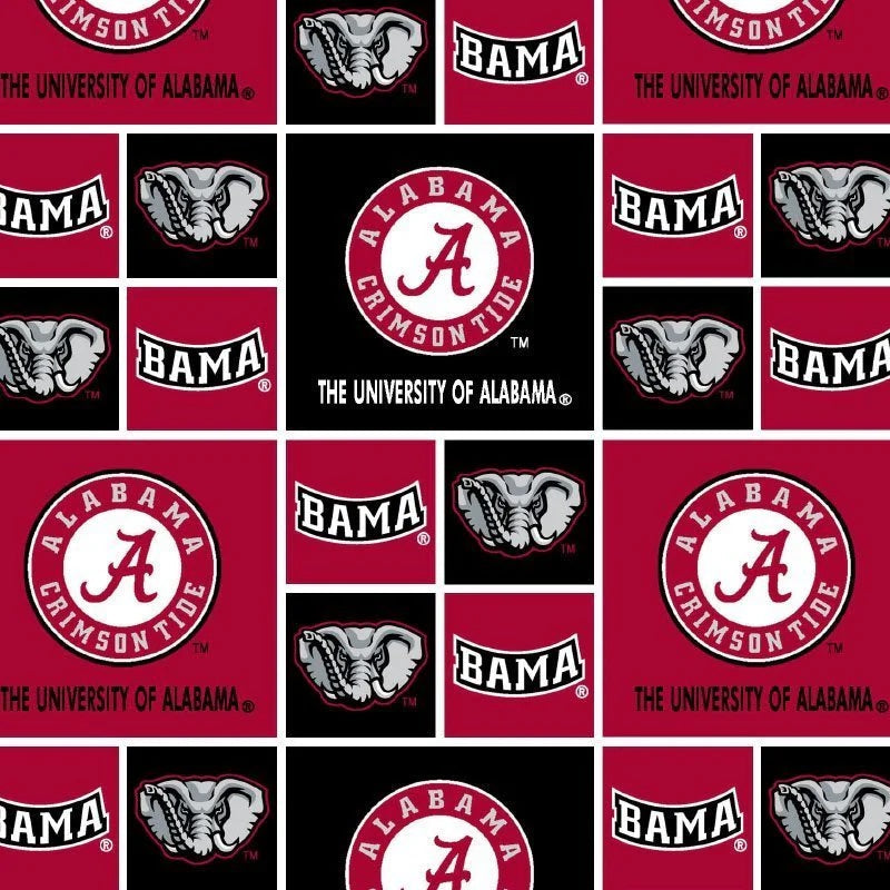 Sykel Enterprises Alabama Crimson Tide geometric boxes licensed cotton 3 yard pack