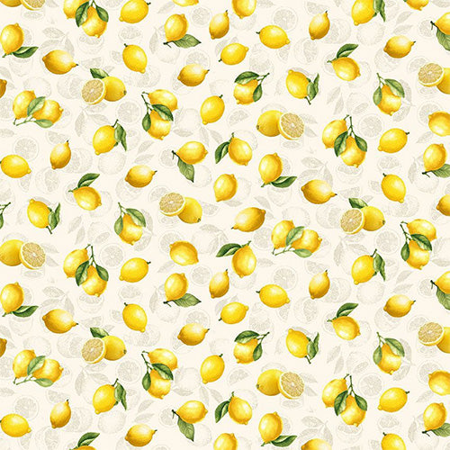 Timeless Treasures Limoncello tossed lemons cream quilting cotton
