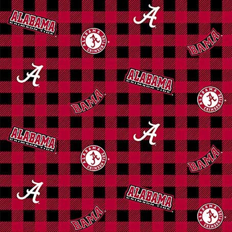 Alabama Crimson Tide buffalo plaid licensed cotton fabric 3 yard pack