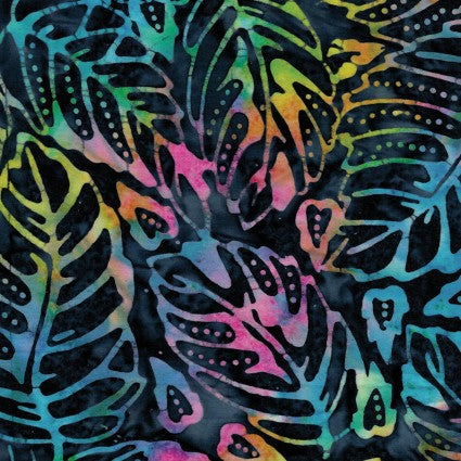 Benartex Fiesta Bali 6625-59 blue leaf batik quilting cotton