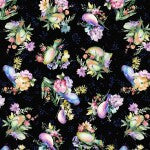 Serafina Black Songbirds quilting fabric by Windham Fabrics