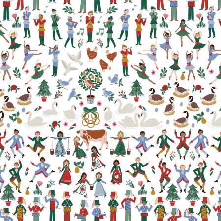 Riley Blake A Pear-fect Christmas twelfth day white