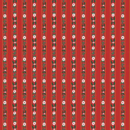 Riley Blake A Pear-fect Christmas french stripe red