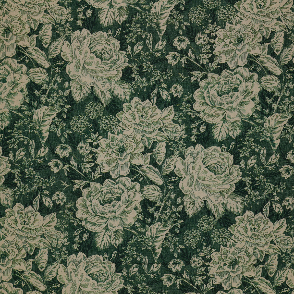 Charlotte Vintage Floral Forest Green 108" Wideback Fabric Per Yard