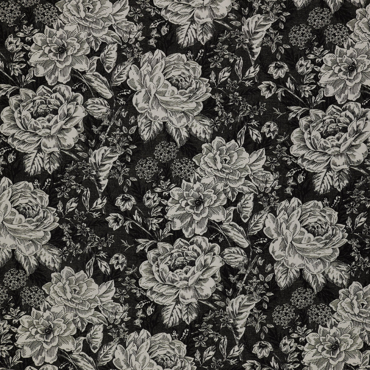 Charlotte Vintage Floral Black 108" Wideback Fabric Per Yard