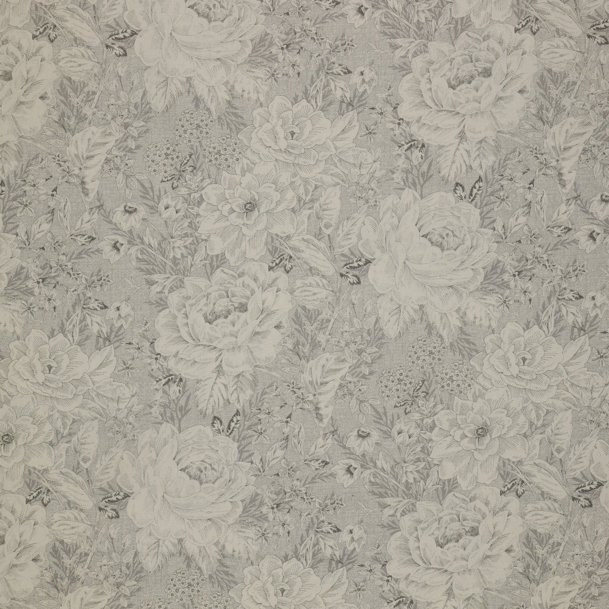 Charlotte Vintage Floral Silver 108" Wideback Fabric Per Yard