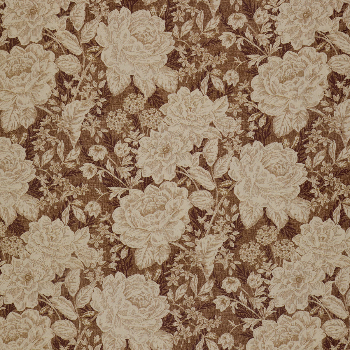 Charlotte Vintage Floral Mocha 108" Wideback Fabric Per Yard