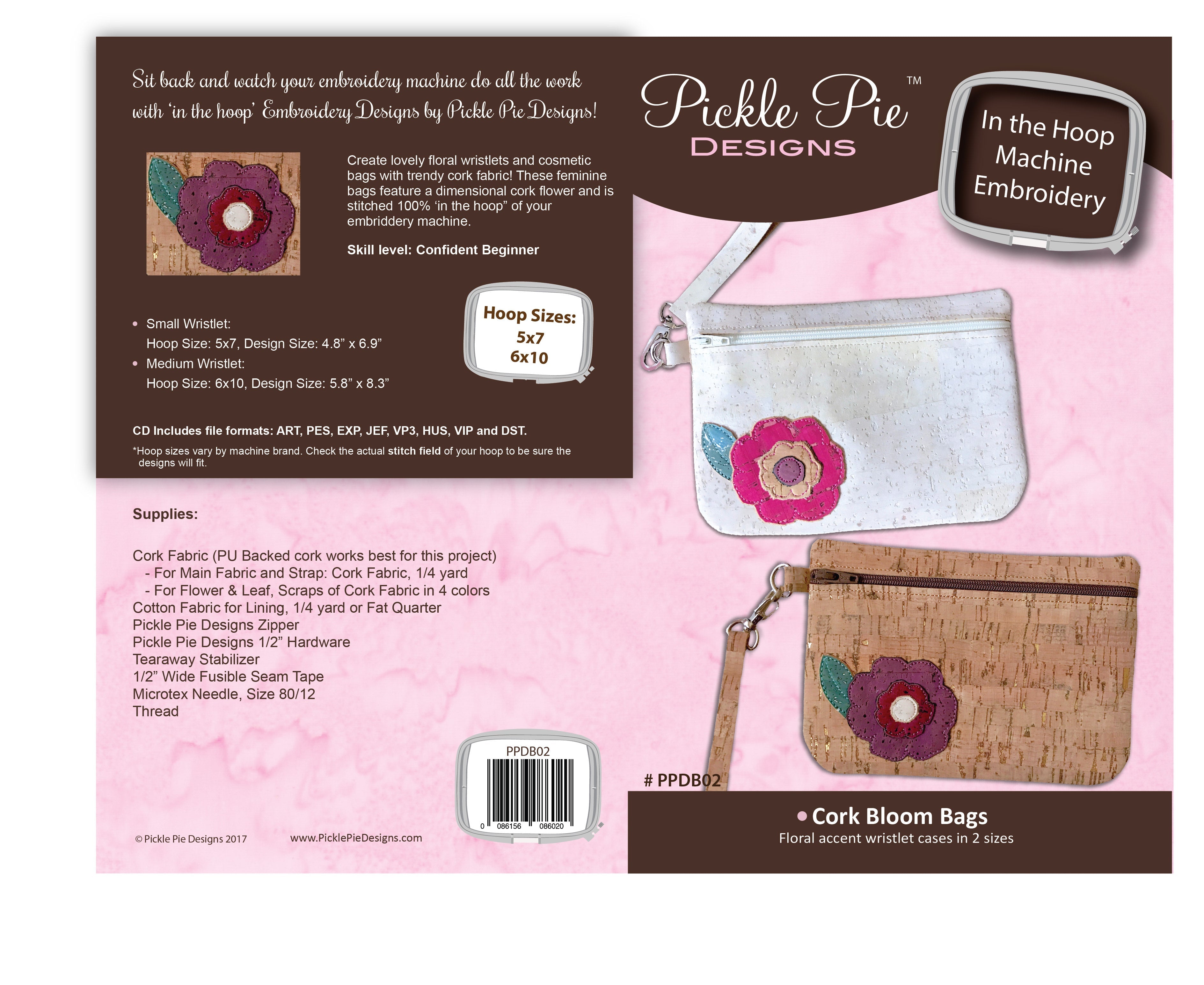 Cork Bloom Bags In the Hoop Embroidery Design Collection