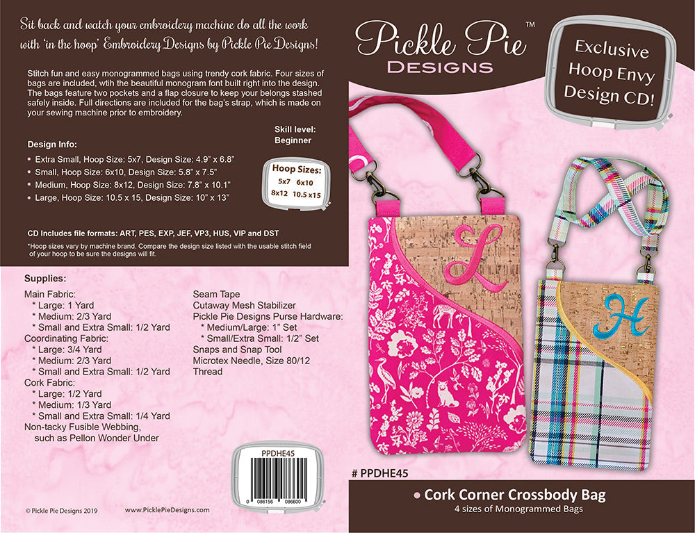 Cork Corner Crossbody Bags In the Hoop Embroidery Design Set
