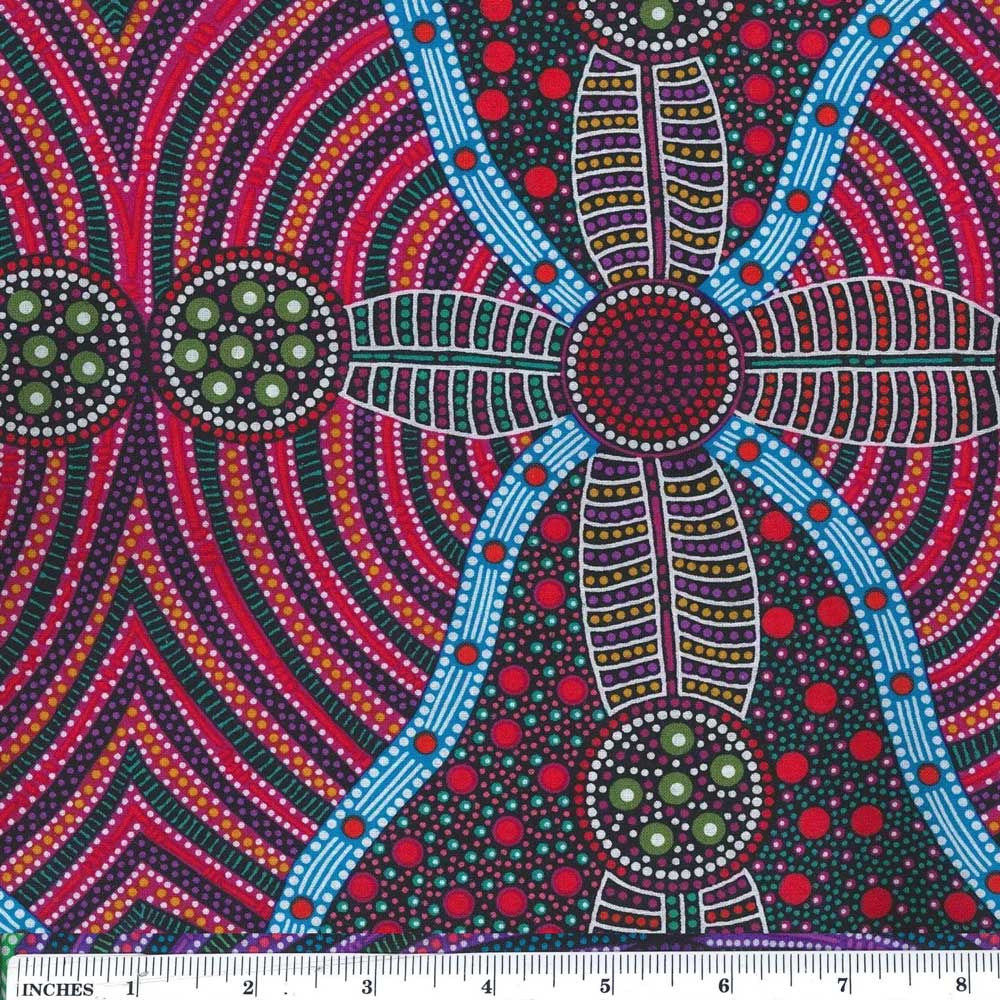 Cross Seeds Red quilting fabric by M and S Textiles Australia