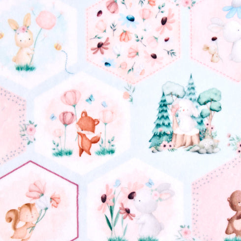 Multi Bunny Blossom Digital Cuddle 58/60" Fabric Per Yard