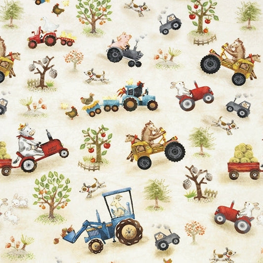 Funny Farm Digital Cuddle® Beige 58/60" Fabric Per Yard