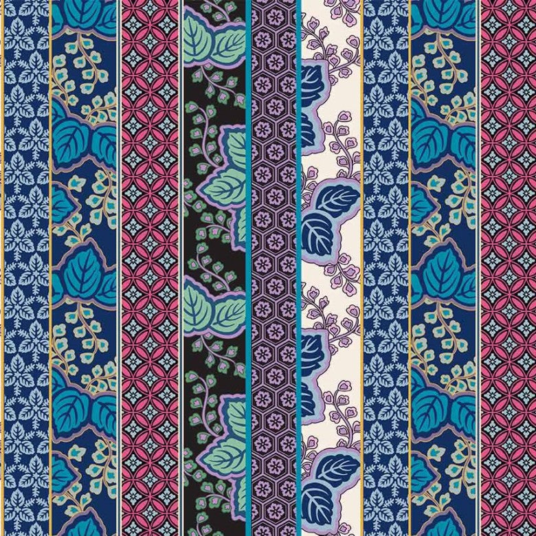 Multi Kamakura Stripe Cotton 43"/44" Fabric Per Yard