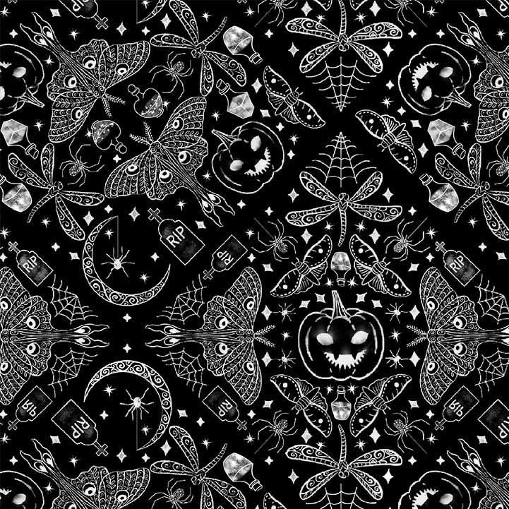 Halloween Damask 44"/45" Cotton Fabric Per Yard