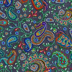 Boho Wave Charcoal Cotton 44"/45" Fabric Per Yard