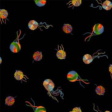 Black Yarn Lovers Purrsuit of Coffeeness Cotton 44"/45" Fabric Per Yard