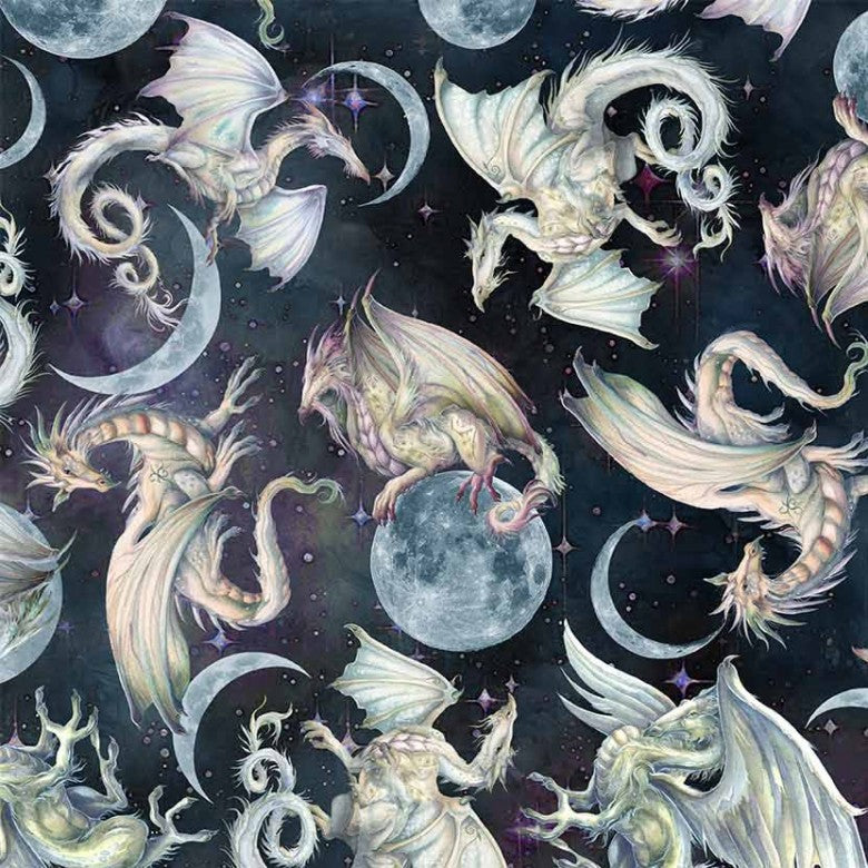 Celestial Moon Dragon Cotton 43"/44" Fabric Per Yard