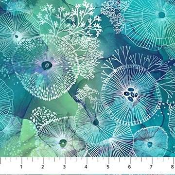 Northcott Whale Song sea anemones quilting cotton