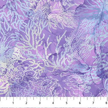 Northcott Whale Song lavender coral quilting cotton