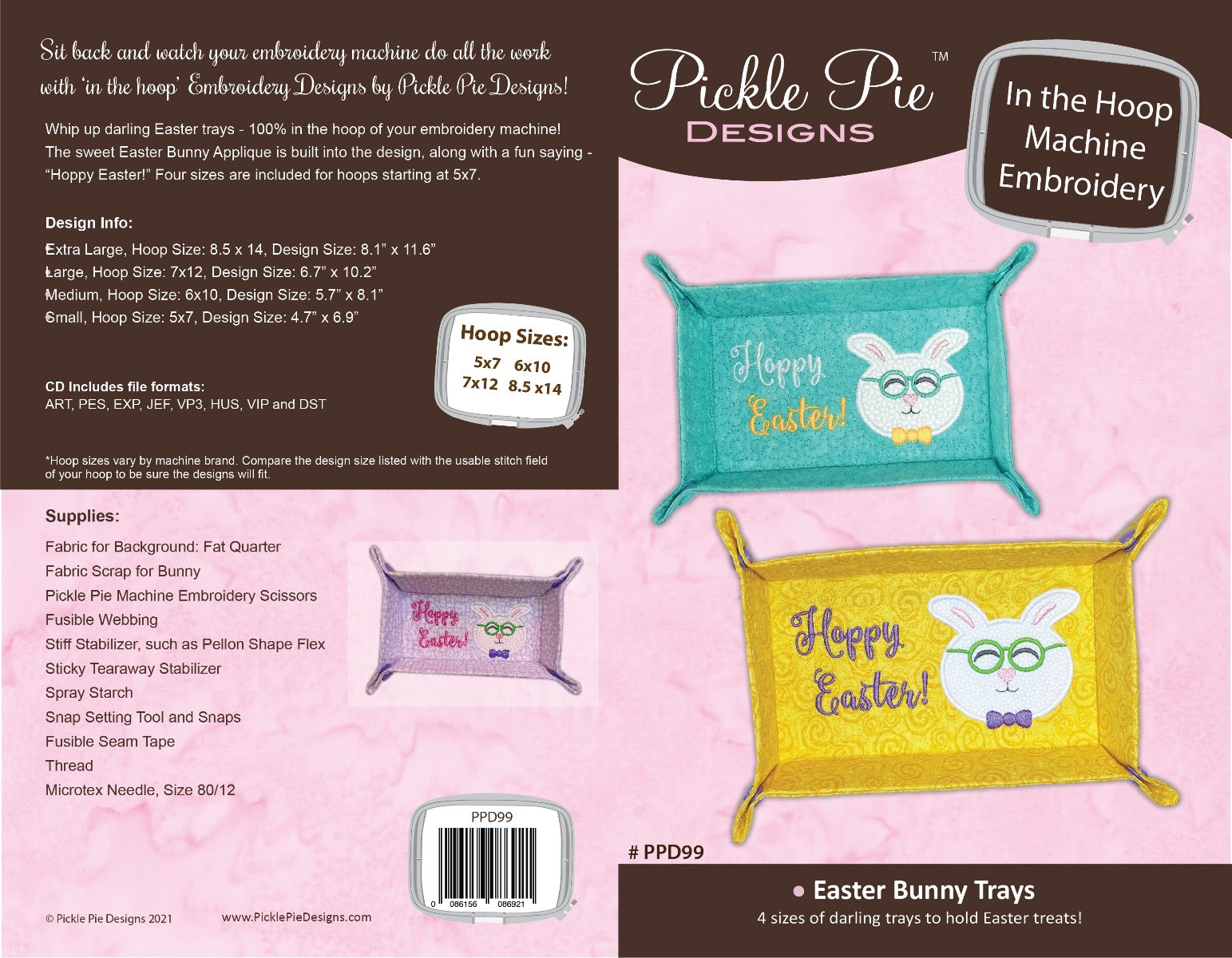 Easter Bunny Trays In the Hoop Embroidery Design Collection