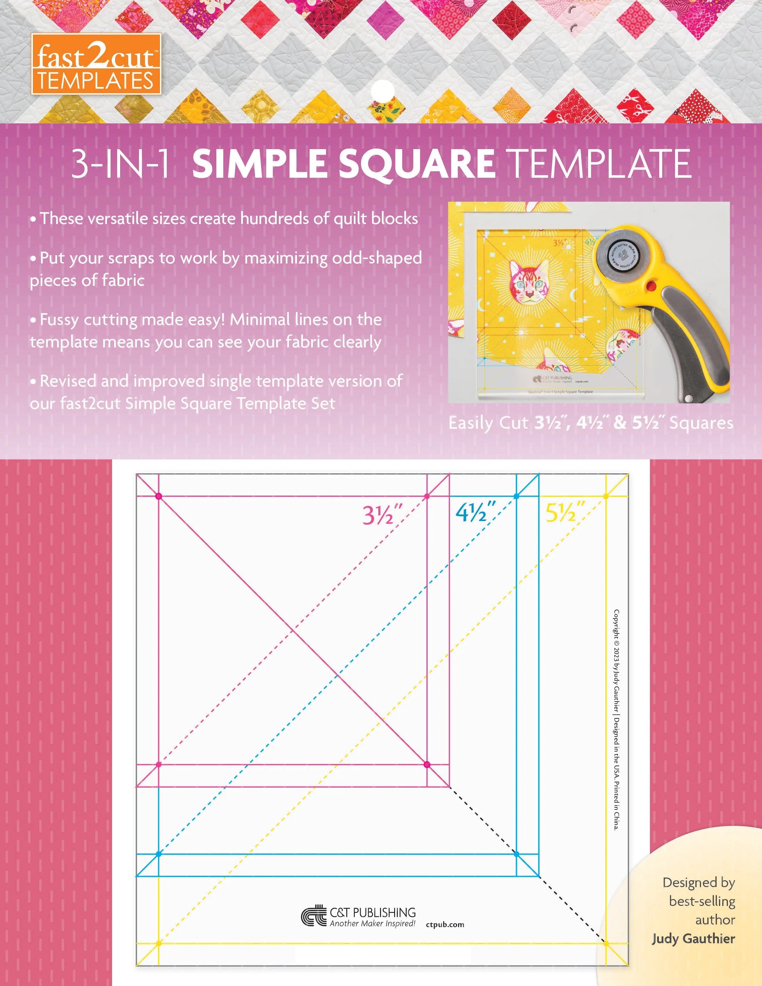 fast2cut 3-in-1 Simple Square Template - Linda's Electric Quilters