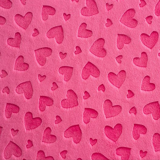 Fuchsia Embossed Heart Cuddle 58/60" Fabric Per Yard