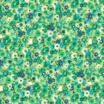 Green Packed Flowers floral quilting fabric by Marcus