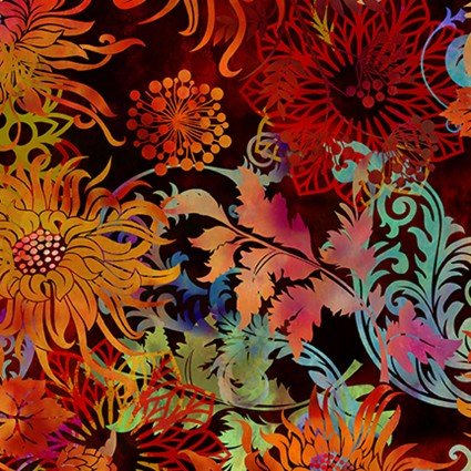 In The Beginning Texture Graphix allover floral multi quilting cotton
