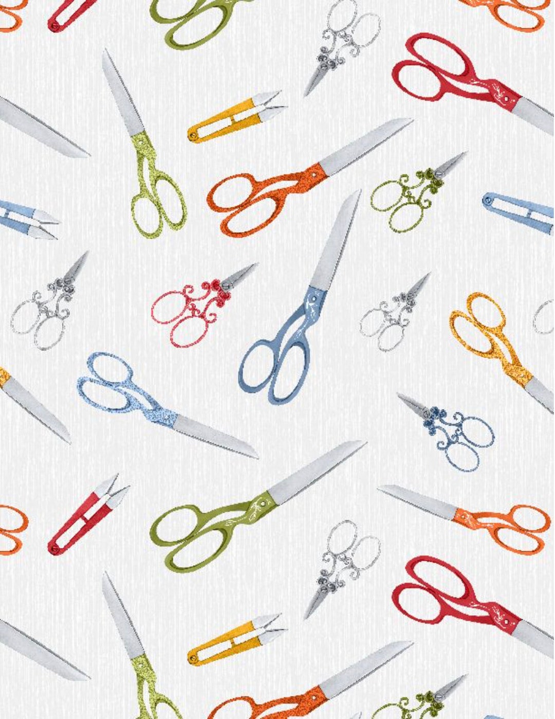Multi Scissors All Over Cotton 44"/45" Fabric Per Yard