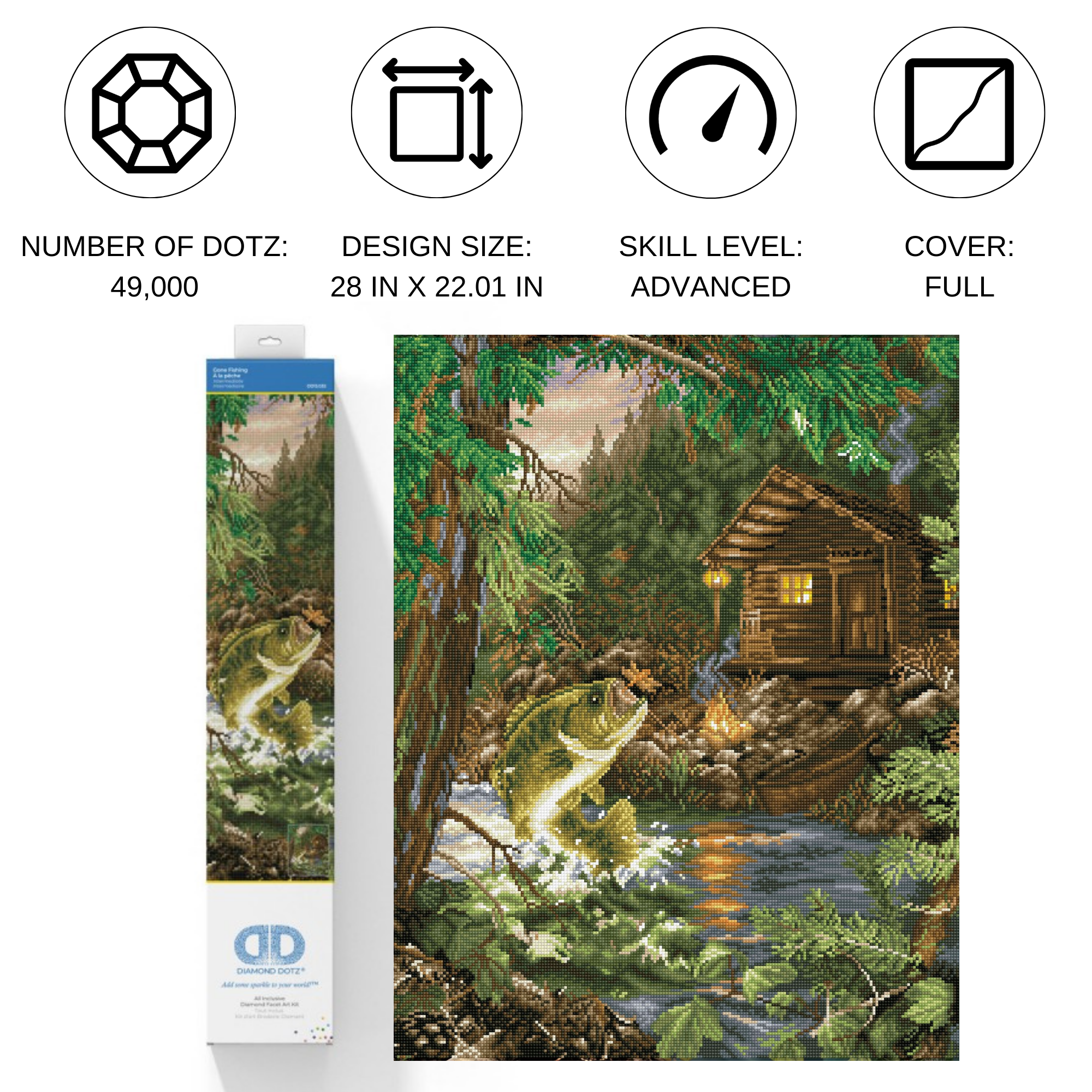 Diamond Dotz Gone Fishing - 22.0" x 28.0"