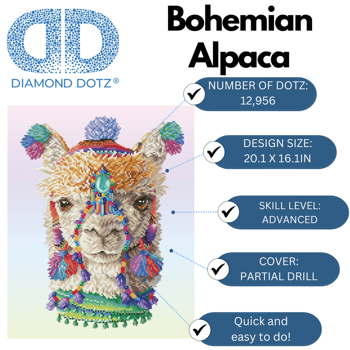 Diamond Dotz Bohemian Alpaca - 16.1" x 20.1"