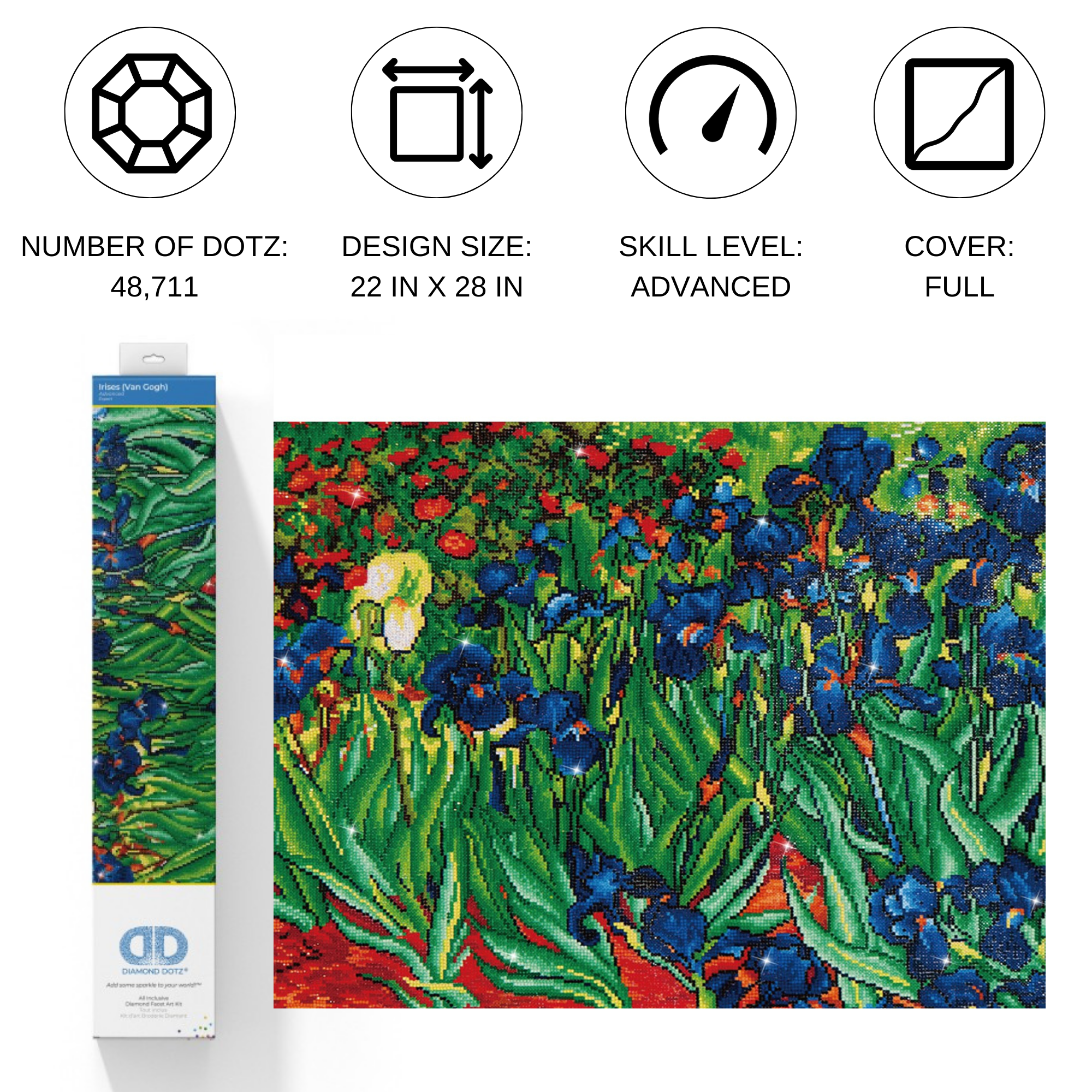 Diamond Dotz Irises (Van Gogh) - 28.0" x 22.0"