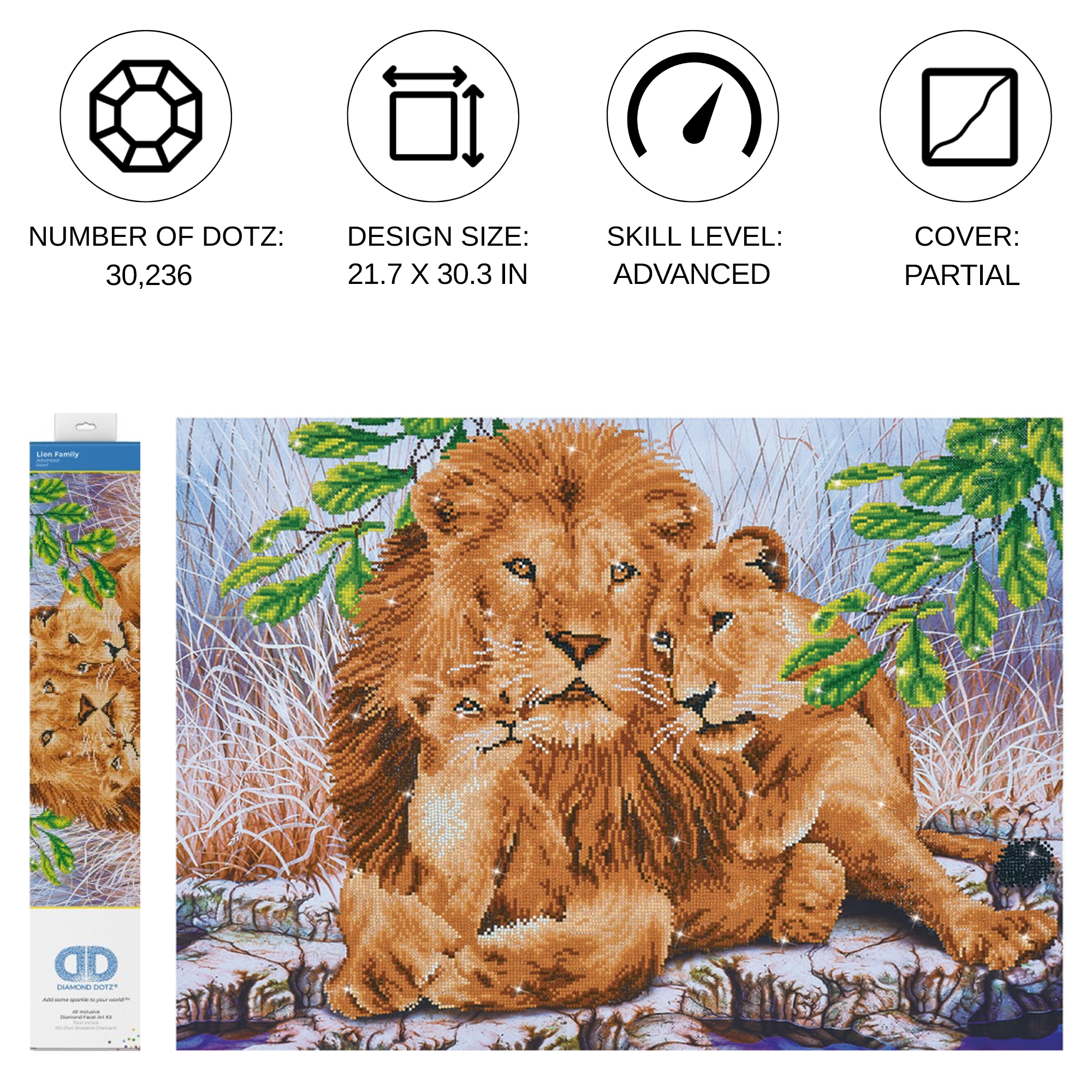 Diamond Dotz Lion Family - 30.3" x 21.7"