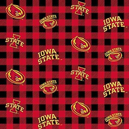 Iowa State Cyclones buffalo plaid licensed cotton fabric 3 yard pack