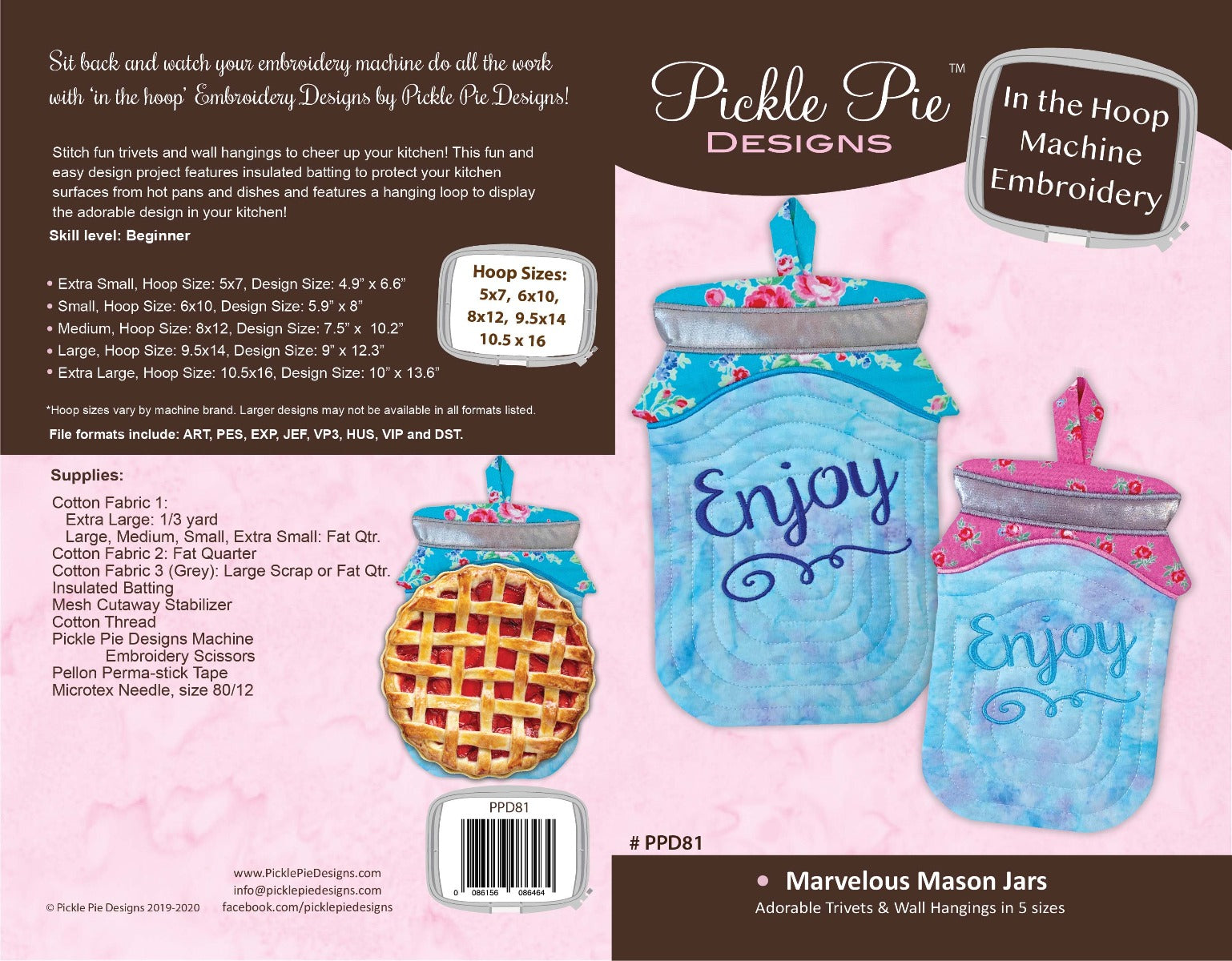 Marvelous Mason Jars In the Hoop Embroidery Design Collection