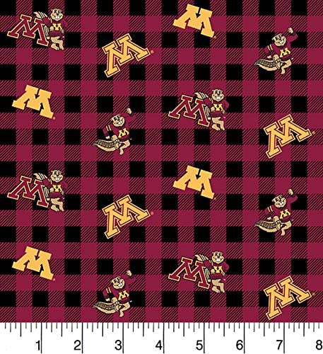 Minnesota Gophers buffalo plaid licensed collegiate cotton 3 yard pack