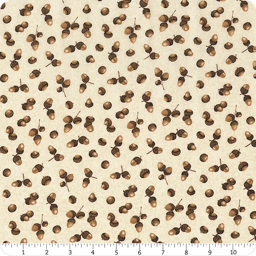 Oh My Gourd Acorn Toss White quilting fabric by Wilmington Prints