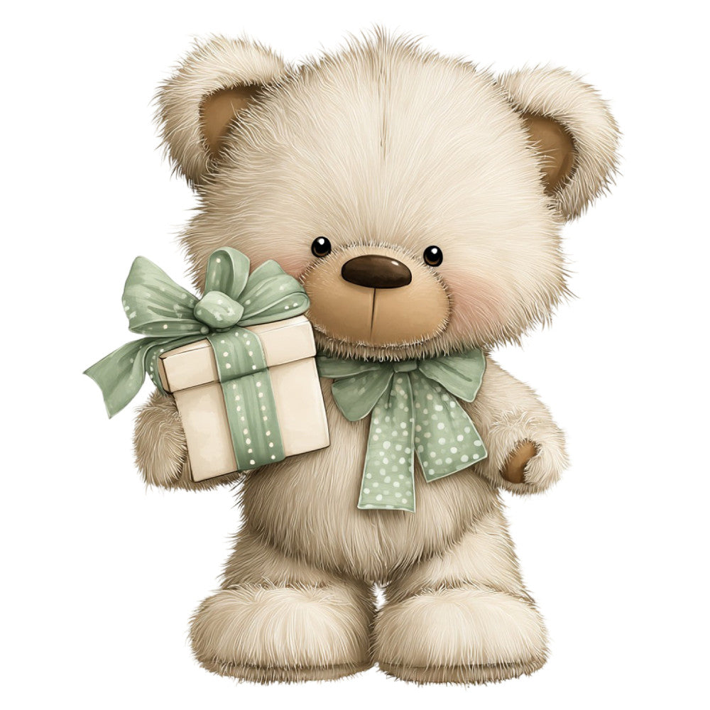 Watercolor Teddy Bear Fabric Panel 6