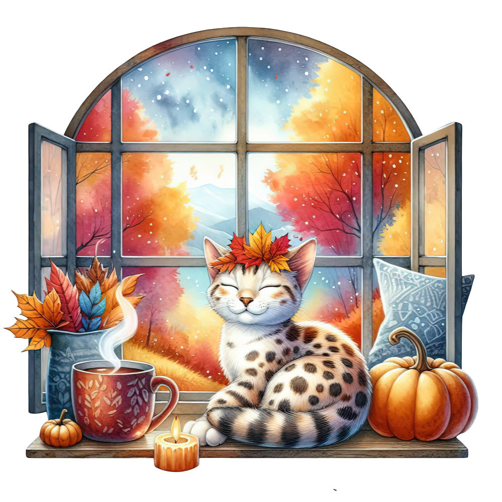 Autumn Cats Fabric Panel 55