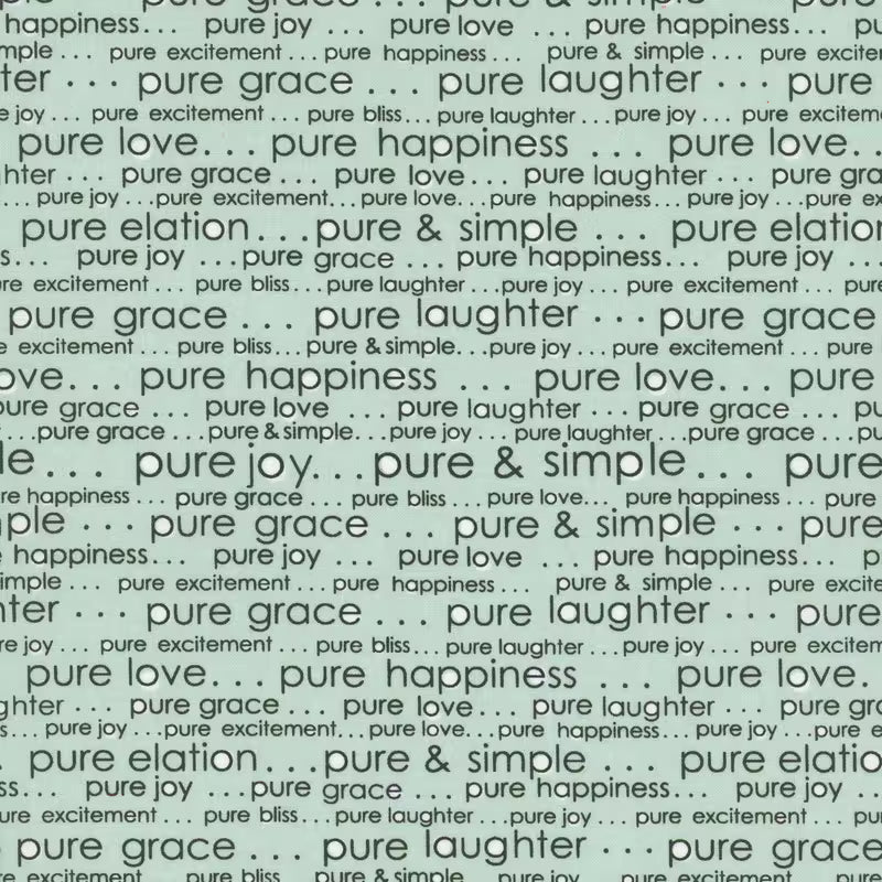Vintage Pure And Simple Words Aqua Cotton 44"/45" Fabric Per Yard
