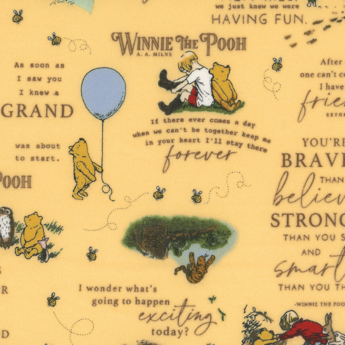 Winnie The Pooh Flannel Quotes Sunshine by Riley Blake