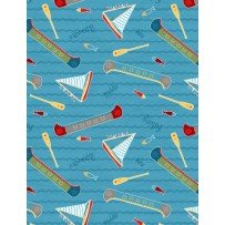 Wilmington Let's Go Glamping tossed canoes on blue