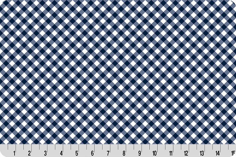 Barely Basics Gingham Quilting Cuddle Navy Fabric Per Yard