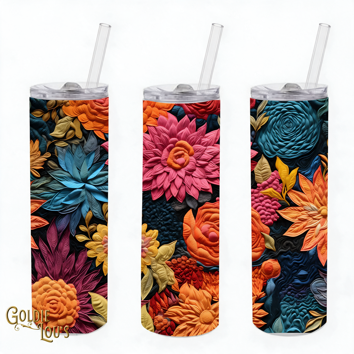 Batik Flowers Skinny Tumbler