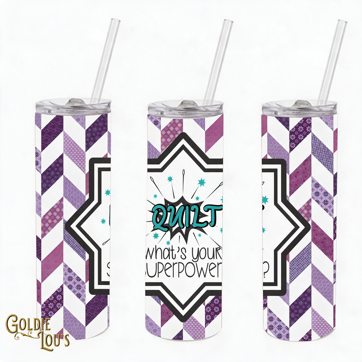 I Quilt Superpower Skinny Tumbler