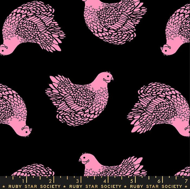Ruby Star Backyard Black novelty quilting fabric by Moda