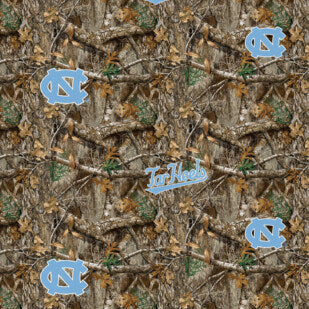 North Carolina Tar Heels camo licensed cotton fabric 3 yard pack