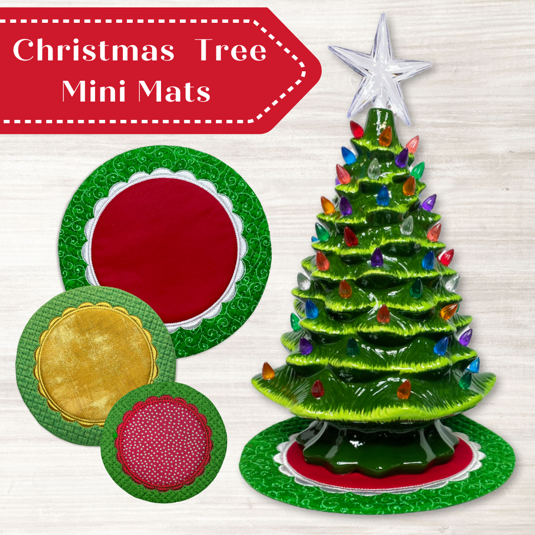Christmas Tree Mini Mats In the Hoop Embroidery Design Collection